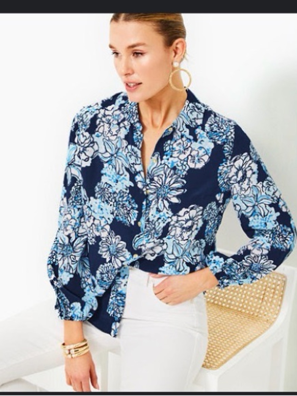 Lilly Pulitzer Farren Silk Button-Up Blouse